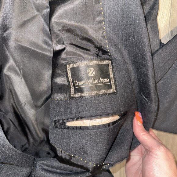 Ermenegildo Zegna Blazer Jacket Men's 54 Black Wool Polyester Made in Italy - Picture 3 of 8